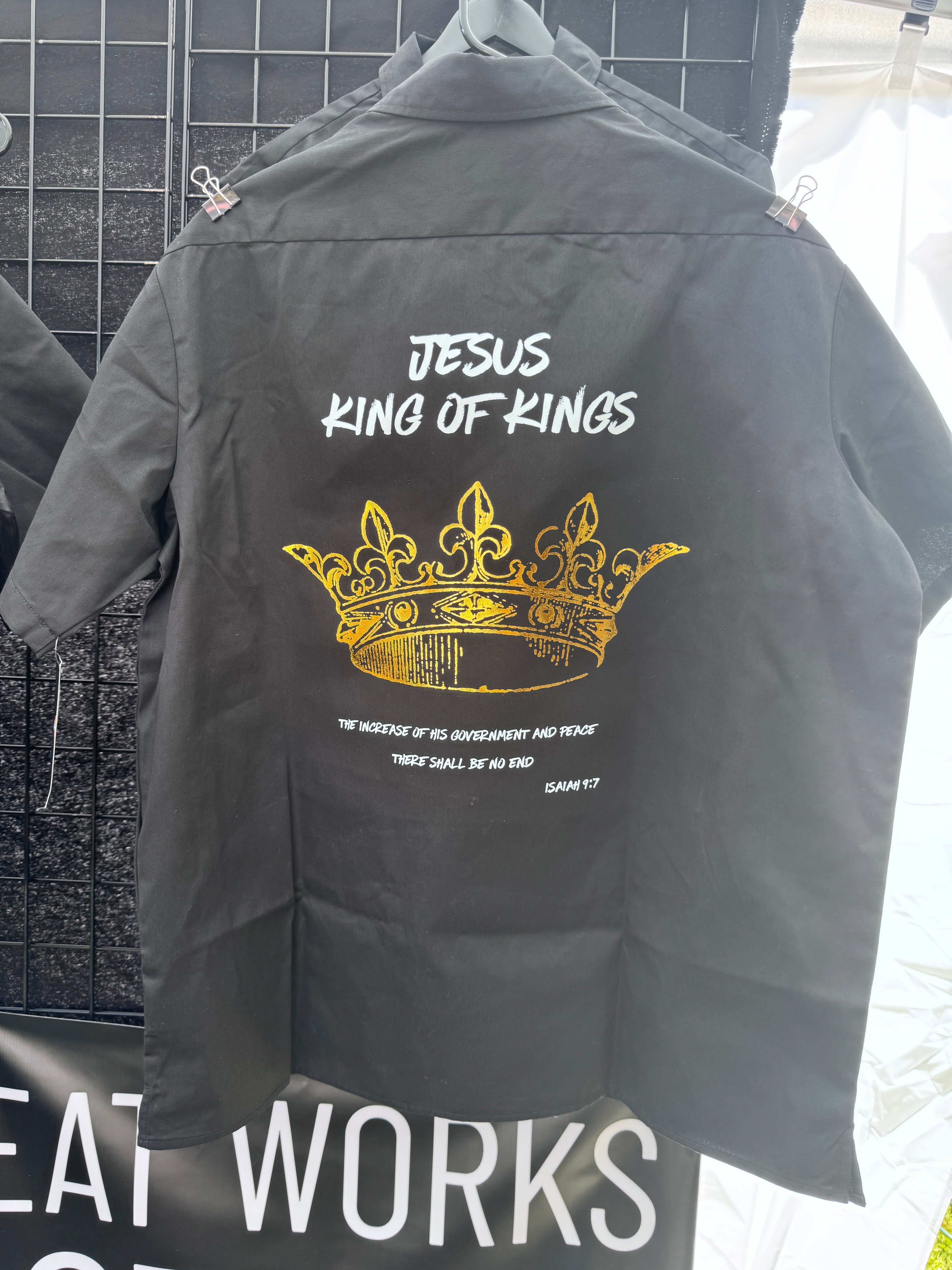 JESUS KING OF KINGS Dickies Quarter Zip Work Shirt