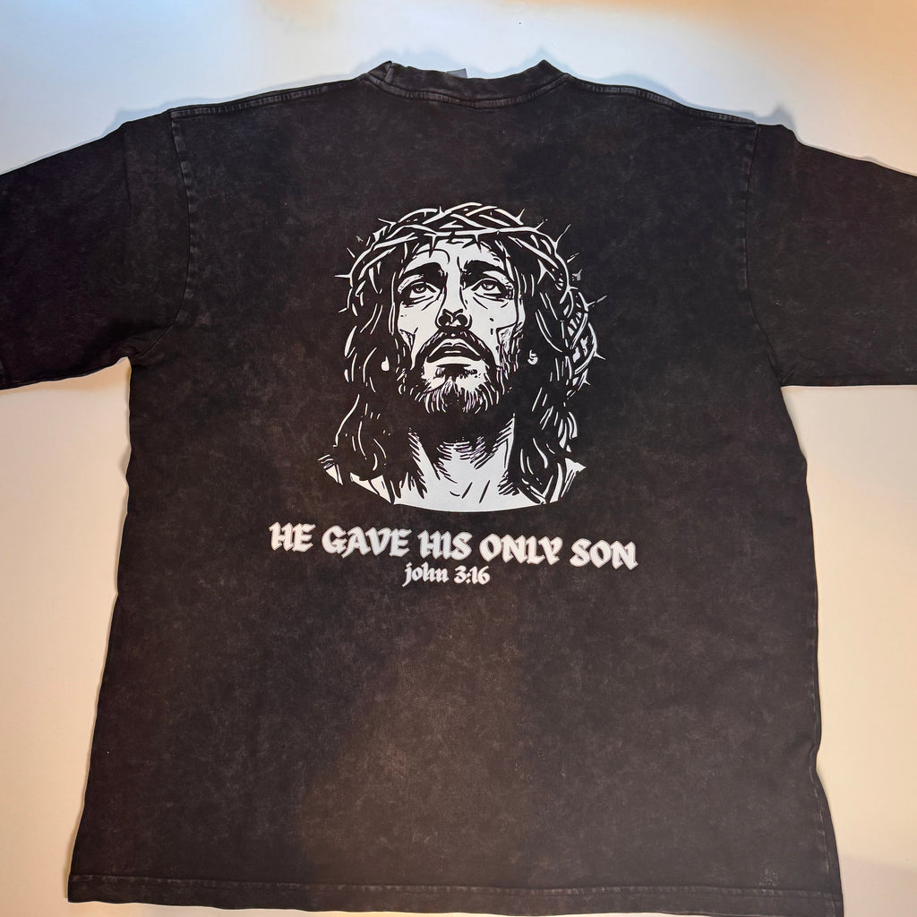 FOR GOD SO LOVED Boxy Mineral Wash Tee Premium Heavyweight