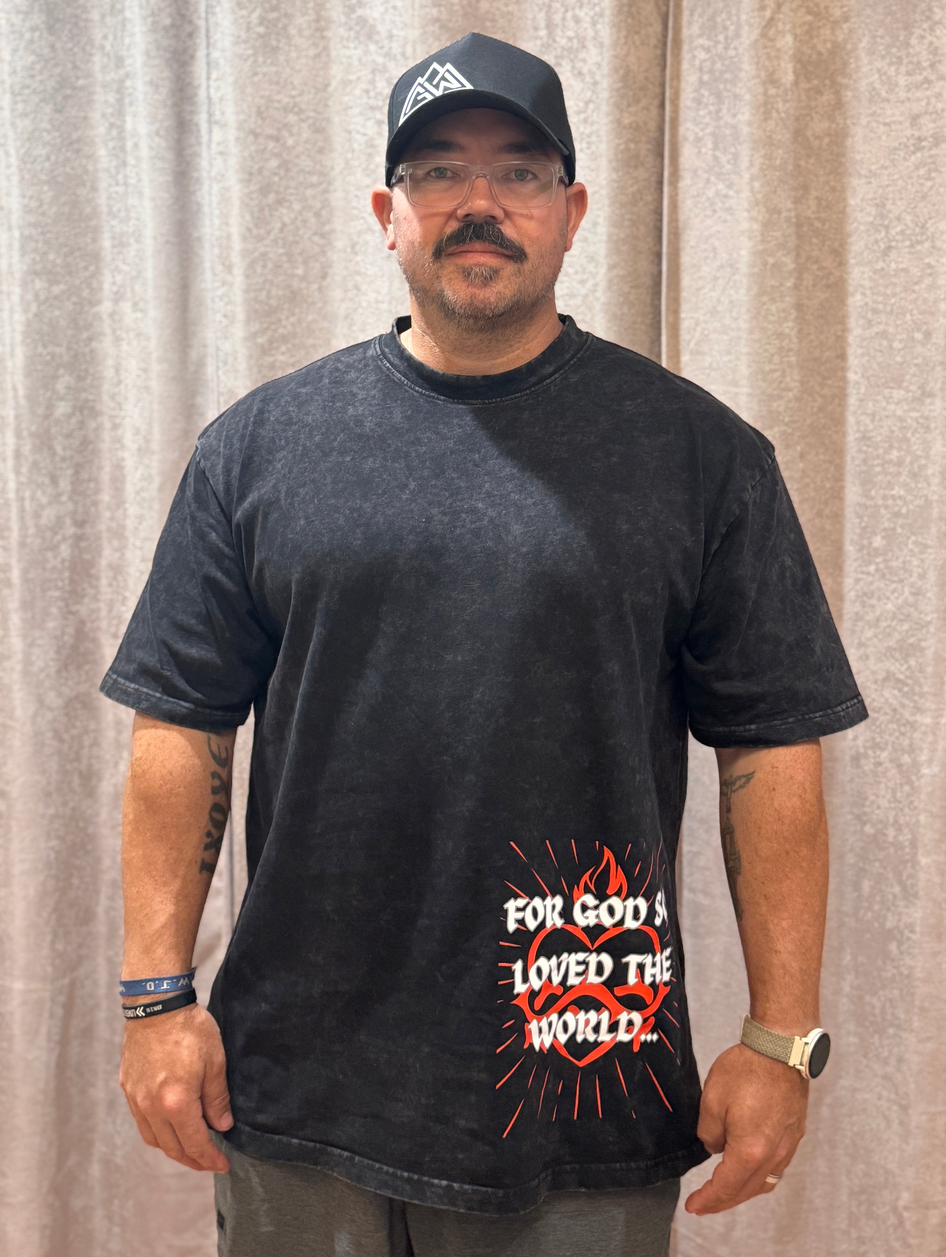 FOR GOD SO LOVED Boxy Mineral Wash Tee Premium Heavyweight