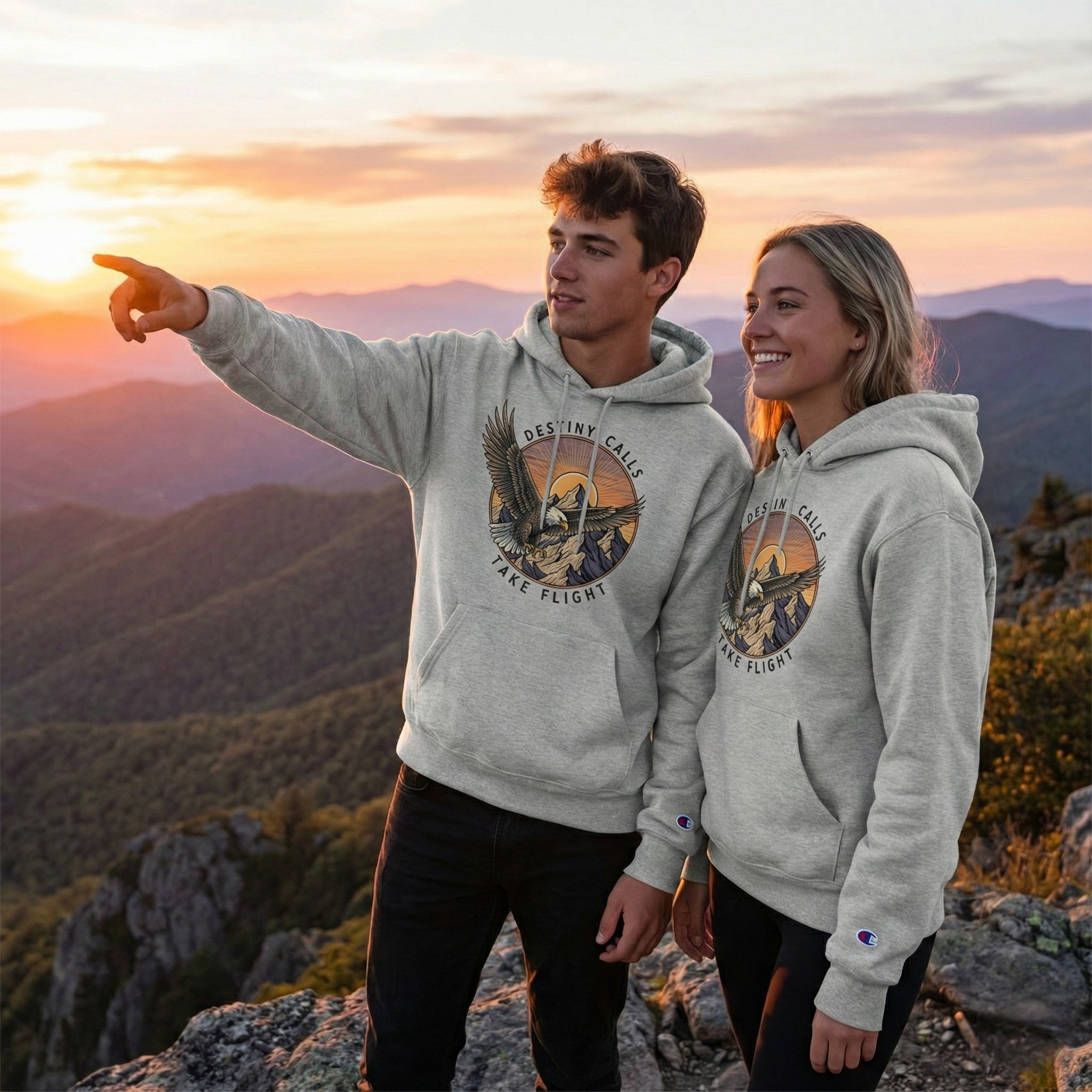 TAKE FLIGHT grey Champion hoodie